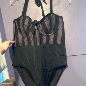 Killstar striped black swim suit size 3x new with tags
